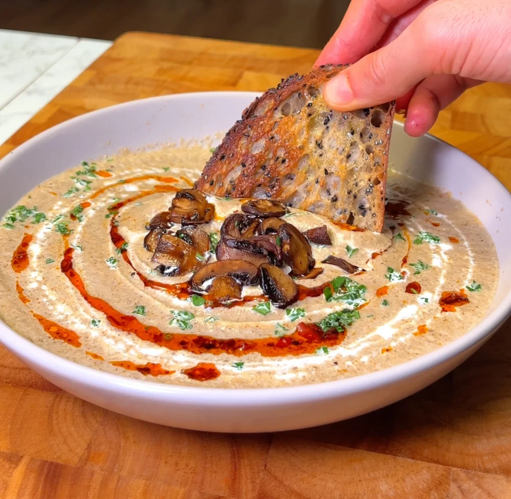 Sopa fácil de champiñones asados