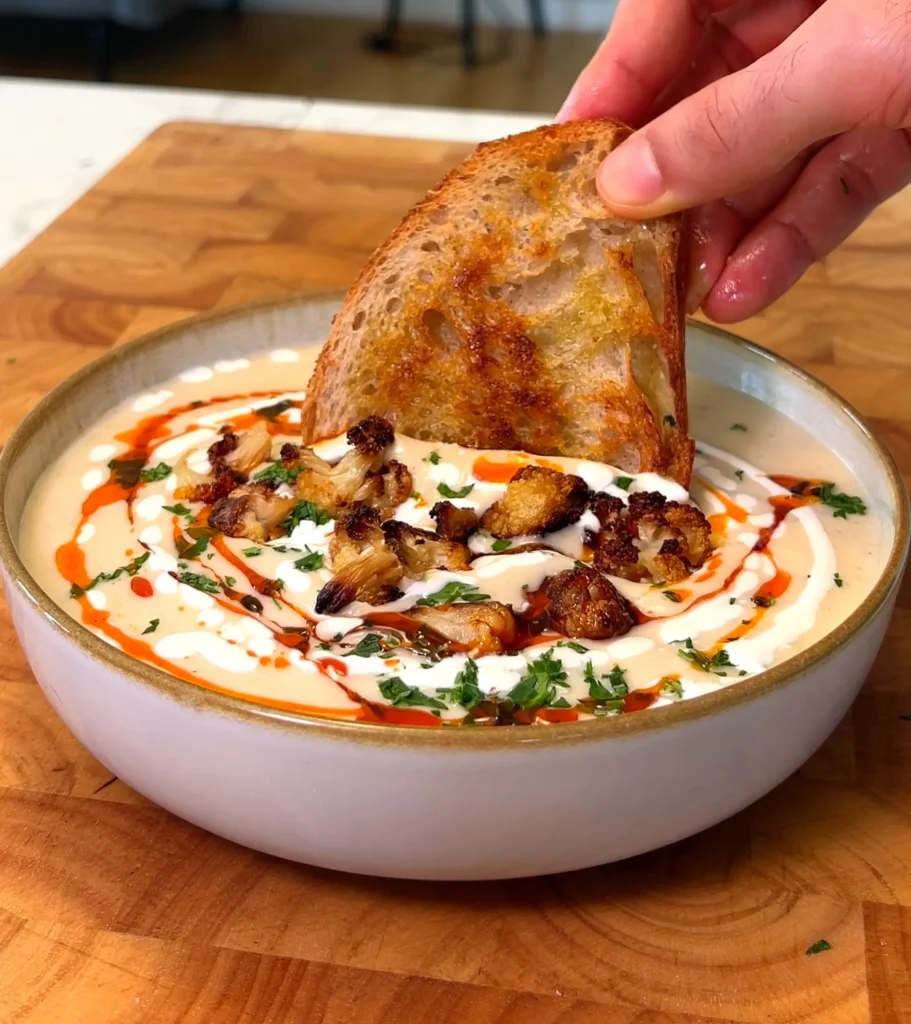 Sopa cremosa de coliflor asada