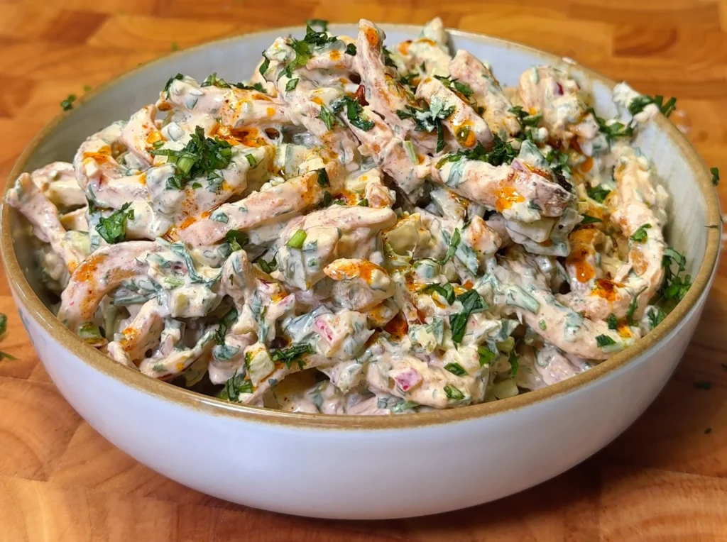 Ensalada de papas fritas rizadas