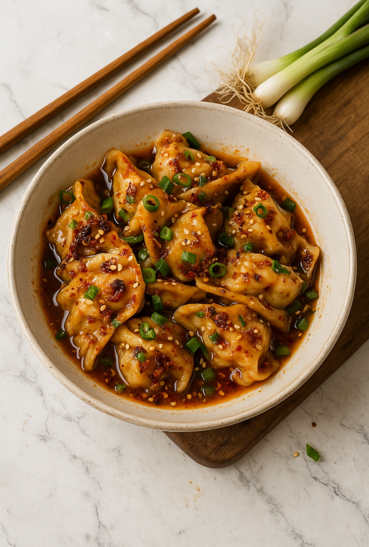Empanadillas Crujientes con Aceite de Ajo y Chile Picante