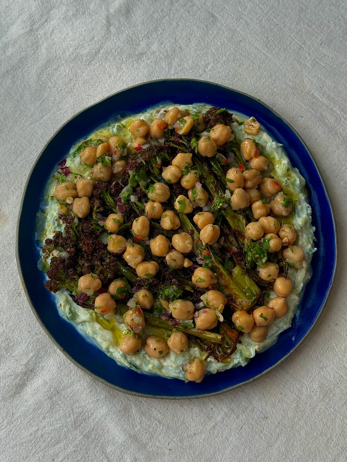 Garbanzos Marinados, Bimi y Tzatziki