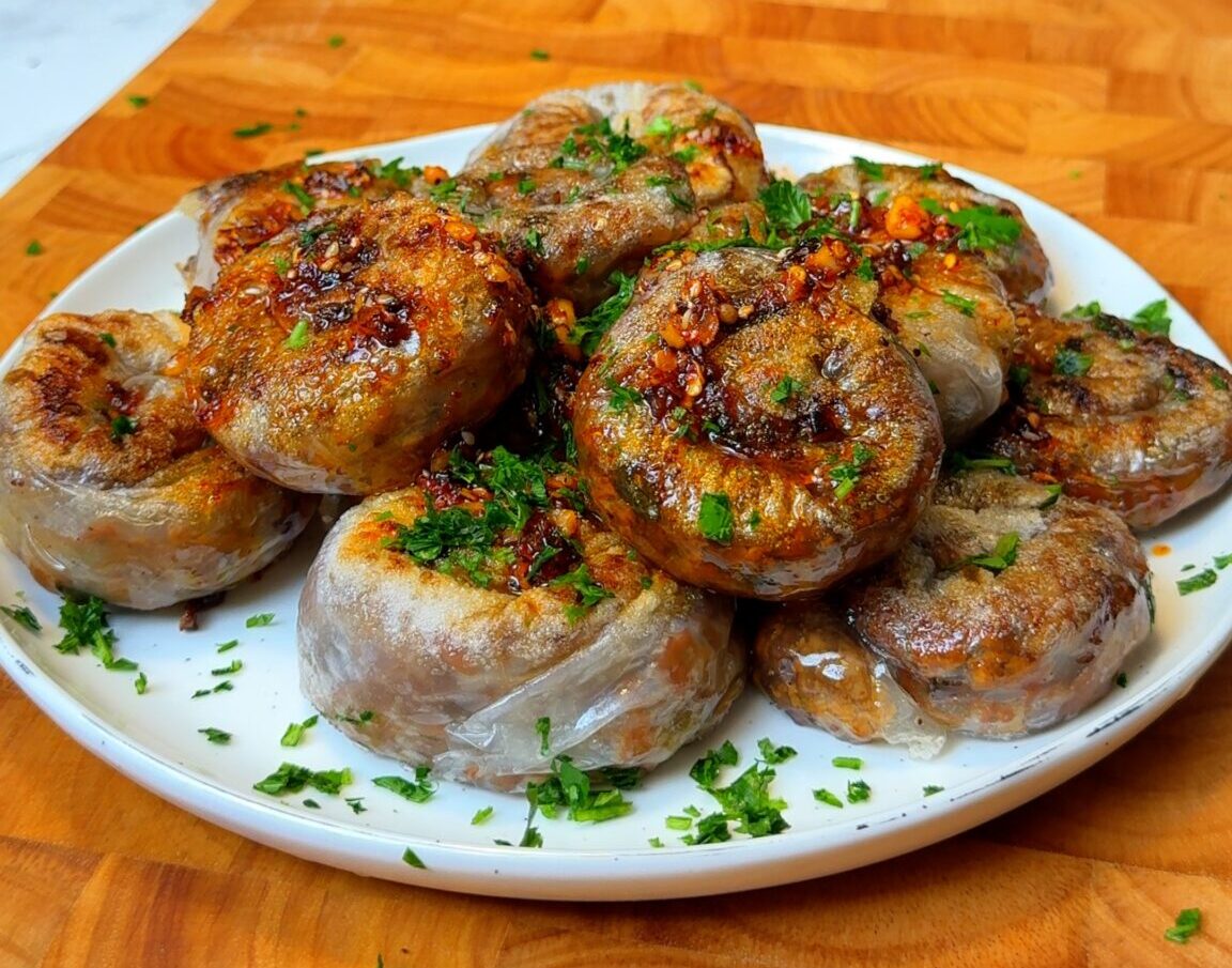 Dumplings Crujientes de Papel de Arroz en Espiral